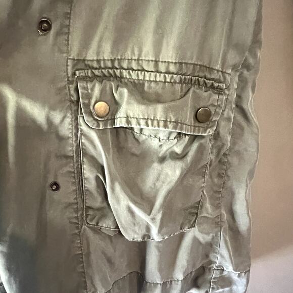 Francesca’s Blue Rain Olive Green Twill Utility Jacket Snap Buttons, Small S / M - Picture 8 of 14